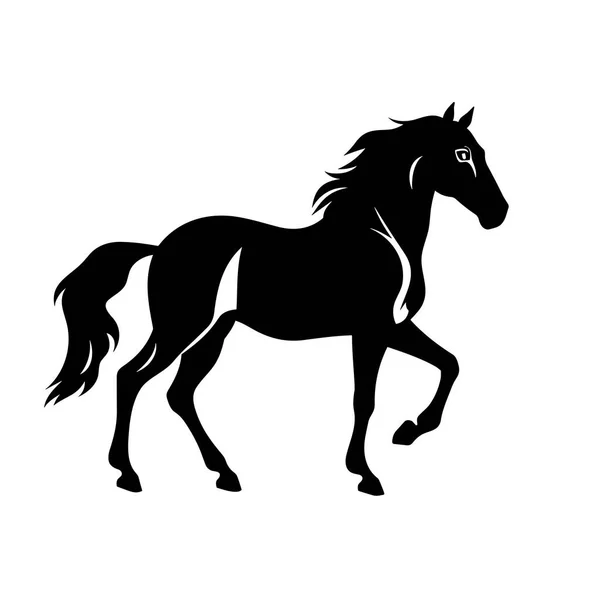 Конячий Силует Чорна Ікона Коня Білому Тлі — стоковий вектор