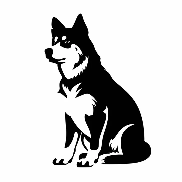Husky Silhouette Husky Schwarzes Symbol Auf Weißem Hintergrund — Stockvektor