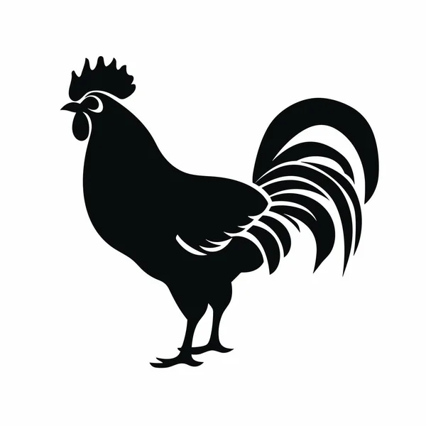 Hühnersilhouette Hahn Schwarzes Symbol Auf Weißem Hintergrund — Stockvektor