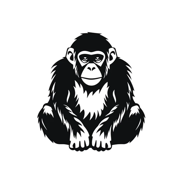 Chimpanzee Silhouette Chimp Black Icon White Background — Stock Vector