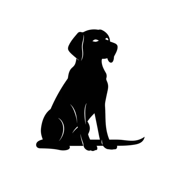 Labrador Retriever Silhouet Labrador Zwart Pictogram Witte Achtergrond — Stockvector
