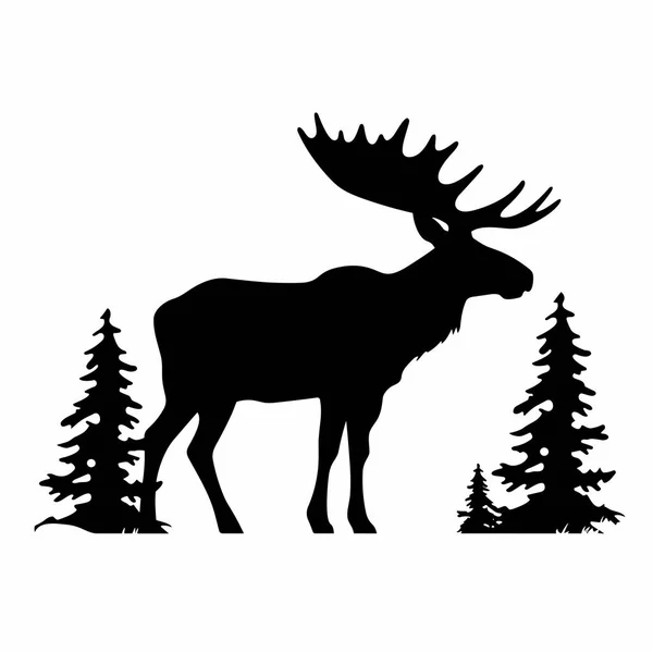 Moose Silhouette Moose Black Icon White Background — Stock Vector