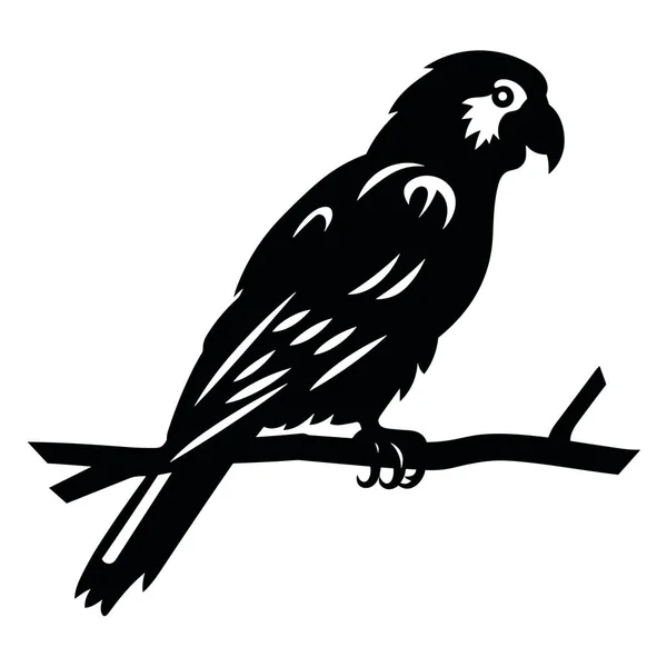 Sylwetka Papugi Papuga Czarna Ikona Białym Tle — Wektor stockowy