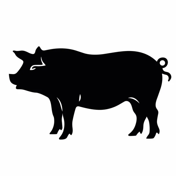 Świńska Sylwetka Pig Czarny Ikona Białym Tle — Wektor stockowy