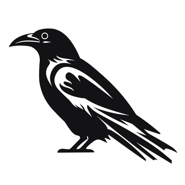 Rabensilhouette Rabe Schwarzes Symbol Auf Weißem Hintergrund — Stockvektor