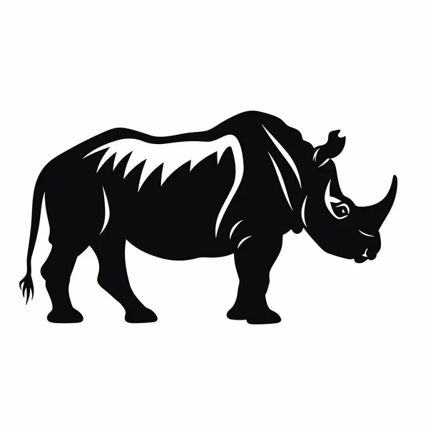 Sylwetka Rhino Nosorożec Czarny Ikona Białym Tle — Wektor stockowy