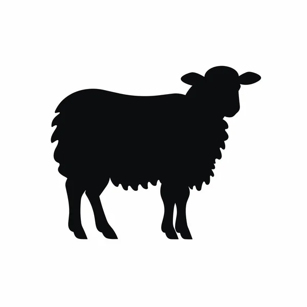 Silhouette Mouton Mouton Icône Noire Sur Fond Blanc — Image vectorielle