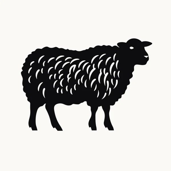 Koyun Silueti Beyaz Arkaplanda Koyun Simgesi — Stok Vektör