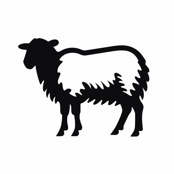 Ovčí Silueta Ovce Černá Ikona Bílém Pozadí — Stockový vektor