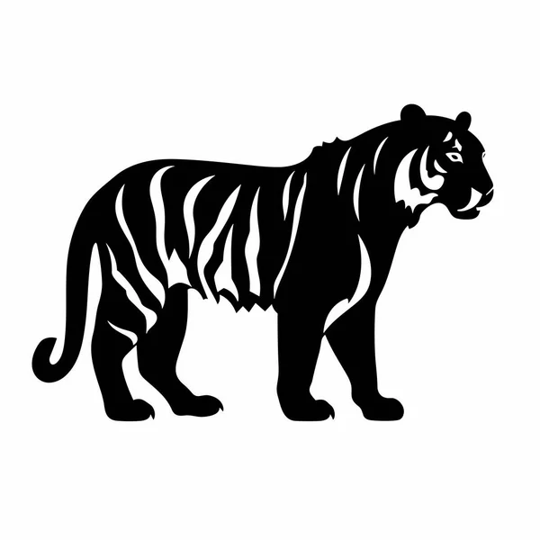 Tiger Silhouette Tiger Black Icon White Background — Stock Vector
