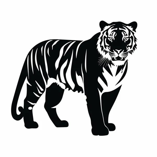 Tiger Silhouette Tiger Black Icon White Background — Stock Vector