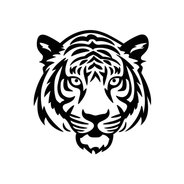 Силуэт Тигра Черная Иконка Тигра Белом Фоне — стоковый вектор