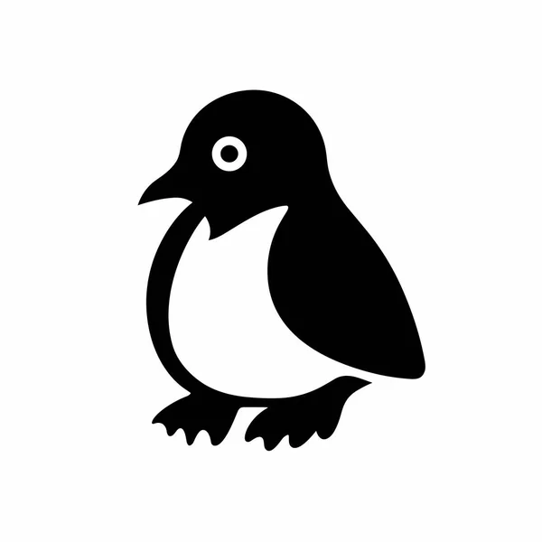 Sylwetka Pingwina Pingwin Czarny Ikona Białym Tle — Wektor stockowy