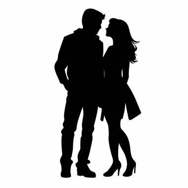 Couple silhouette. Couple black icon on white background clipart