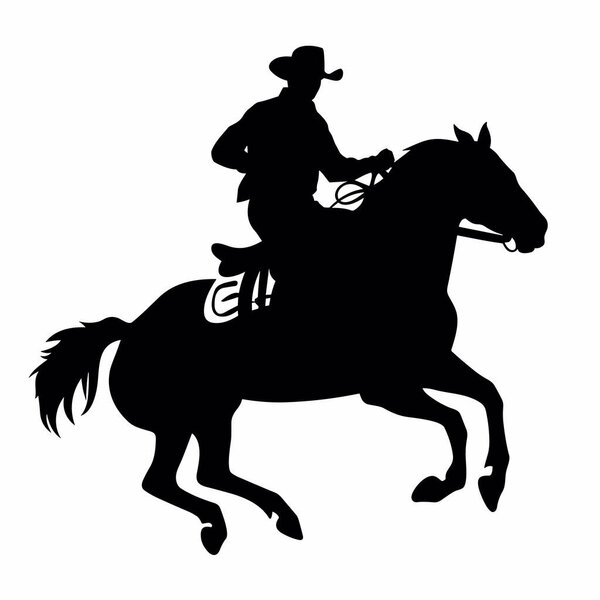 Cowboy on a horse silhouette. Cowboy on a horse black icon on white background