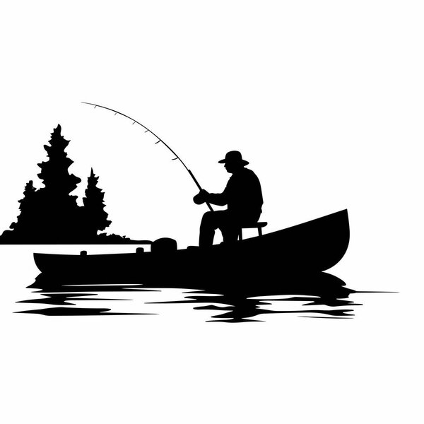 Fisherman silhouette. Fisherman black icon on white background