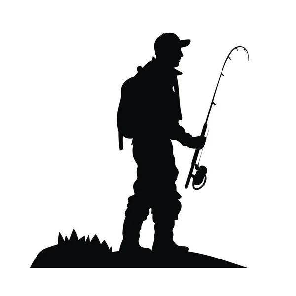 stock vector Fisherman silhouette. Fisherman black icon on white background