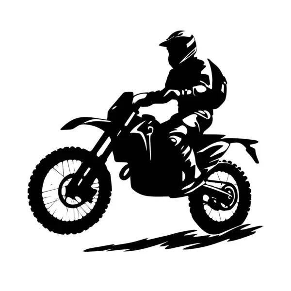Motocross Motorcykelsiluett Enduro Biker Svart Ikon Vit Bakgrund Royaltyfria Stockvektorer