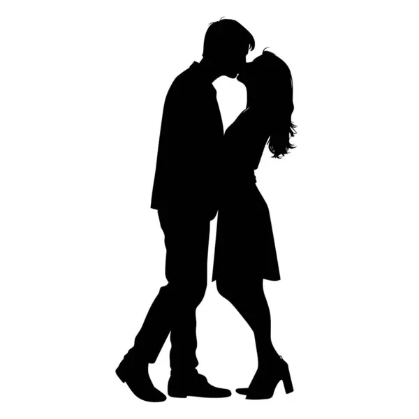 亲吻一对夫妇的轮廓 在白色背景上亲吻一对黑人图标 免版税图库矢量图片