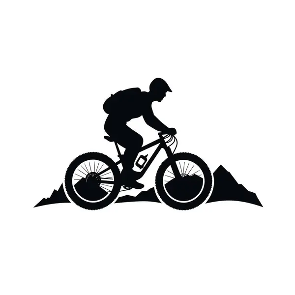 Σιλουέτα Του Μηχανόβιου Βουνού Βουνό Ποδηλάτης Μαύρο Εικονίδιο Λευκό Φόντο Royalty Free Εικονογραφήσεις Αρχείου