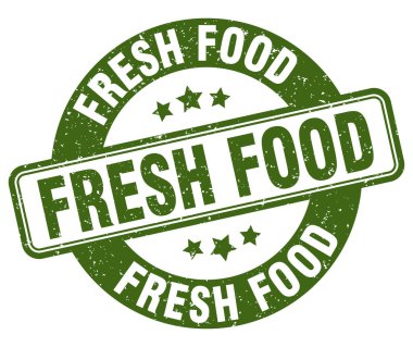 fresh food stamp. fresh food sign. round grunge label clipart