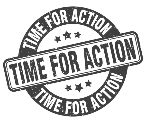 Temps Pour Timbre Action Temps Pour Signe Action Étiquette Ronde — Image vectorielle