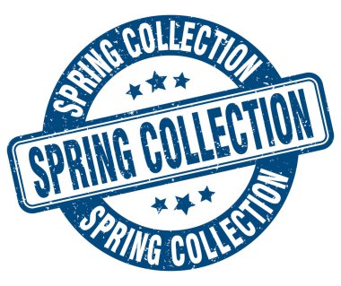 Bahar koleksiyonu pulu. Bahar koleksiyonu işareti. yuvarlak grunge etiketi