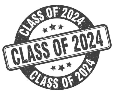 2024 sınıfı pul. 2024 sınıfı işareti. yuvarlak grunge etiketi