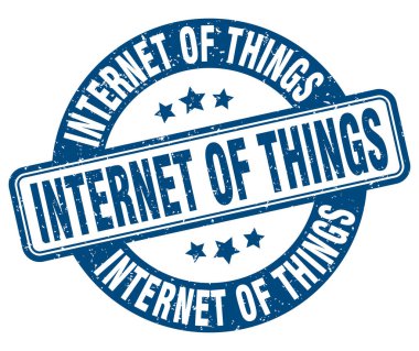 Nesnelerin interneti. İşaretlerin interneti. yuvarlak grunge etiketi