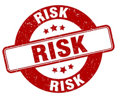 Risk damgası. Risk işareti. yuvarlak grunge etiketi