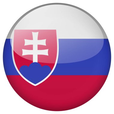 Slovakya bayrak düğmesi. Slovakya bayrak düğmesi beyaz arkaplanda izole