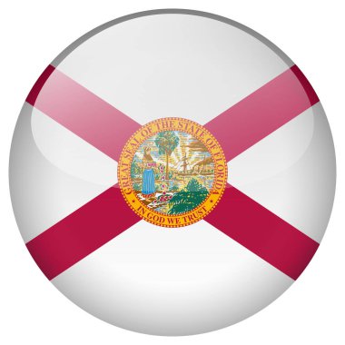 Florida bayrak düğmesi. Florida bayrak düğmesi beyaz arkaplanda izole edildi