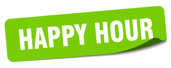 Adesivo Happy Hour Happy Hour Etichetta Rettangolare Isolata Sfondo Bianco — Vettoriale Stock