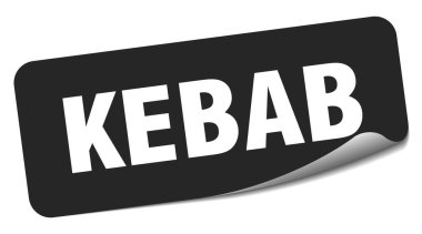 Kebap etiketi. kebap dikdörtgen etiketi beyaz arkaplanda izole edildi