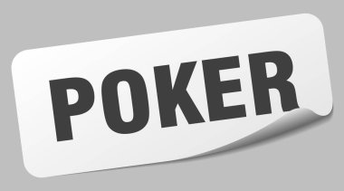 Poker etiketi. Poker dikdörtgen etiketi beyaz arkaplanda izole edildi