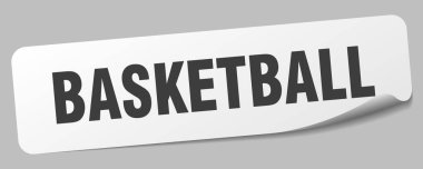 Basketbol etiketi. Basketbol dikdörtgen etiketi beyaz arkaplanda izole