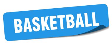 Basketbol etiketi. Basketbol dikdörtgen etiketi beyaz arkaplanda izole