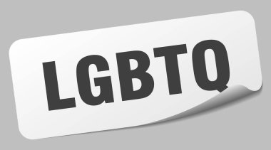 Igbtq çıkartması. lgbtq dikdörtgen etiketi beyaz arkaplanda izole edildi