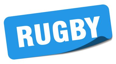 Rugby etiketi. ragbi dikdörtgen etiketi beyaz arkaplanda izole edildi