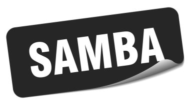 Samba çıkartması. samba dikdörtgen etiketi beyaz arkaplanda izole edildi