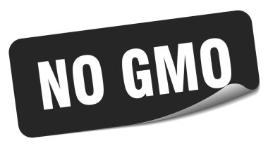 Gmo çıkartması yok. Beyaz arkaplanda izole edilmiş gmo dikdörtgen etiketi yok