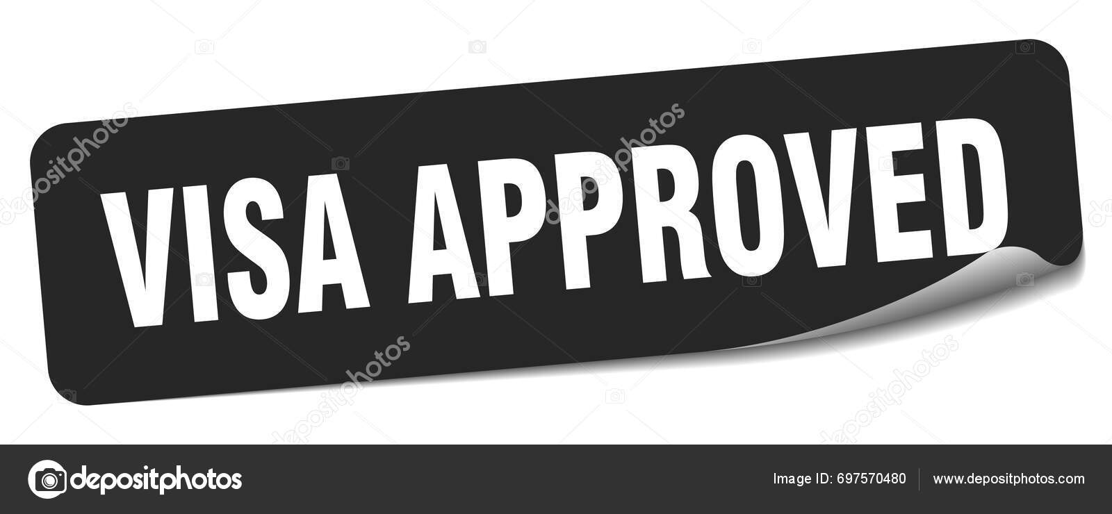 Visa Approved Sticker Visa Approved Rectangular Label Isolated White