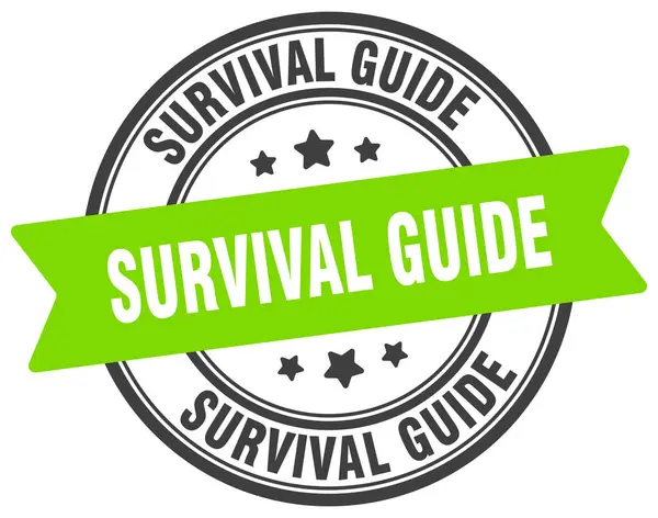 Überlebensführerstempel Survival Guide Rundes Schild Etikett Auf Transparentem Hintergrund Stockvektor