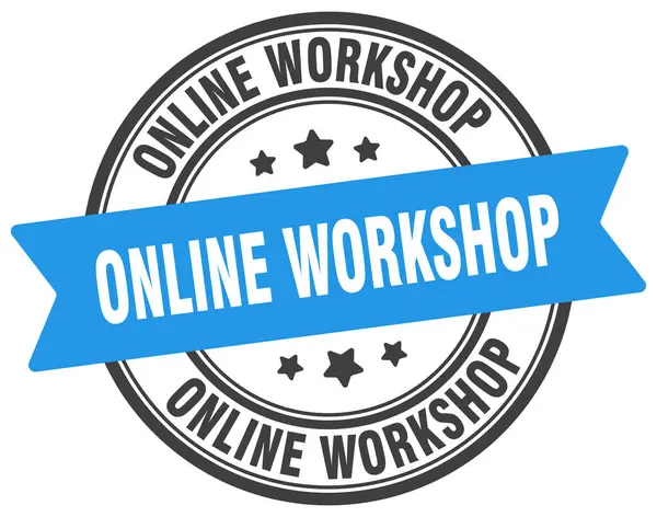 Online Műhelybélyeg Online Workshop Kerek Jel Címke Átlátszó Háttérrel Stock Illusztrációk