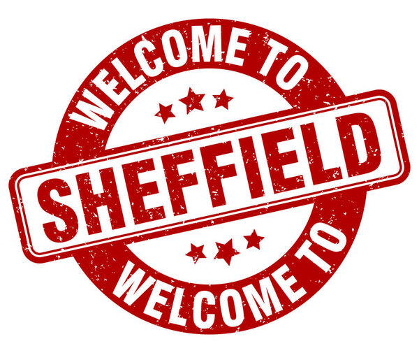 Welcome to Sheffield stamp. Sheffield round sign isolated on white background