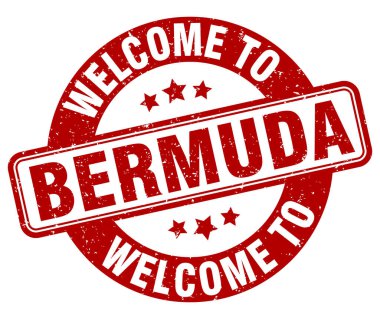 Bermuda puluna hoş geldiniz. Beyaz arkaplanda Bermuda yuvarlak işareti