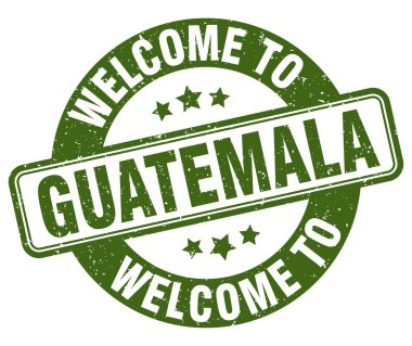 Guatemala puluna hoş geldiniz. Guatemala yuvarlak işareti beyaz arkaplanda izole edildi