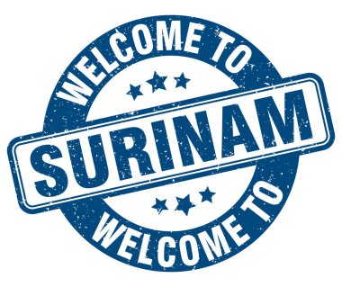 Welcome to Surinam stamp. Surinam round sign isolated on white background clipart