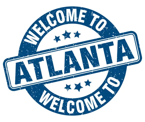 Bienvenidos Sello Atlanta Cartel Redondo Atlanta Aislado Sobre Fondo Blanco Vector De Stock