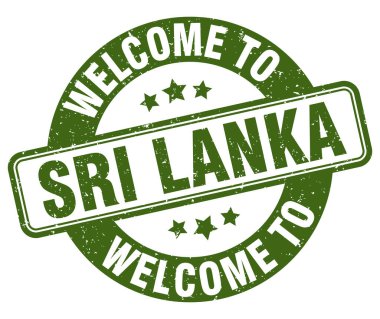 Sri Lanka puluna hoş geldiniz. Beyaz arkaplanda Sri Lanka yuvarlak işareti izole